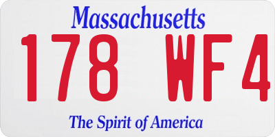 MA license plate 178WF4