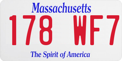 MA license plate 178WF7