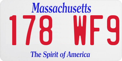 MA license plate 178WF9
