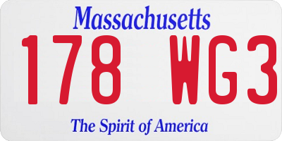 MA license plate 178WG3