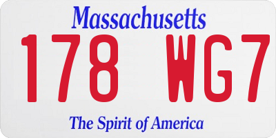 MA license plate 178WG7