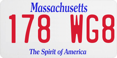 MA license plate 178WG8
