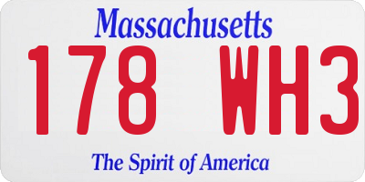 MA license plate 178WH3