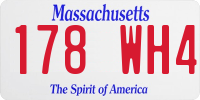 MA license plate 178WH4