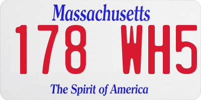 MA license plate 178WH5