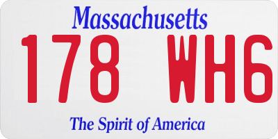MA license plate 178WH6