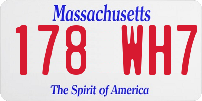 MA license plate 178WH7
