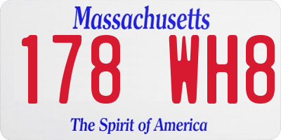 MA license plate 178WH8
