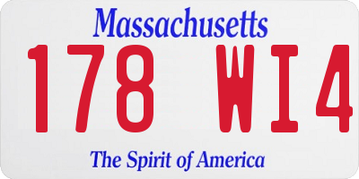 MA license plate 178WI4