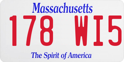 MA license plate 178WI5