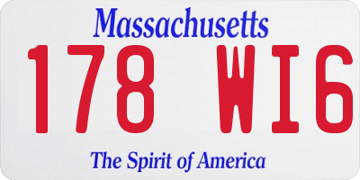 MA license plate 178WI6