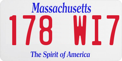 MA license plate 178WI7