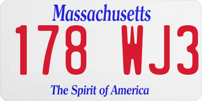 MA license plate 178WJ3
