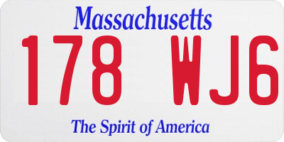 MA license plate 178WJ6