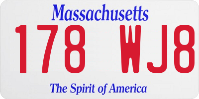 MA license plate 178WJ8