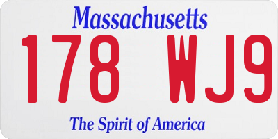 MA license plate 178WJ9