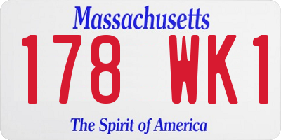 MA license plate 178WK1