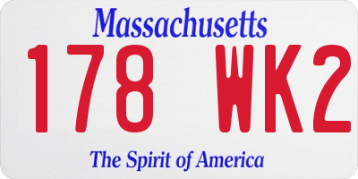 MA license plate 178WK2