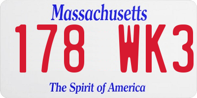 MA license plate 178WK3