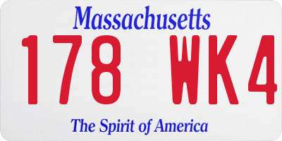 MA license plate 178WK4