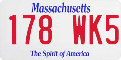 MA license plate 178WK5