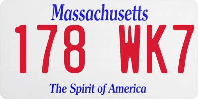 MA license plate 178WK7