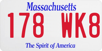 MA license plate 178WK8