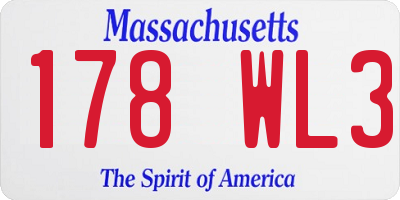 MA license plate 178WL3