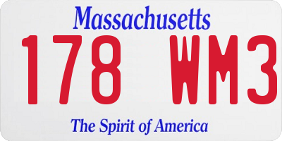 MA license plate 178WM3