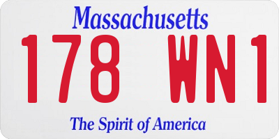 MA license plate 178WN1