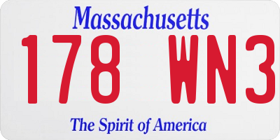 MA license plate 178WN3