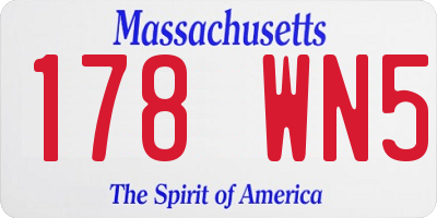 MA license plate 178WN5