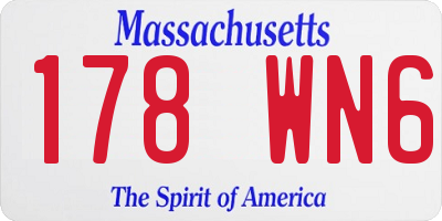 MA license plate 178WN6