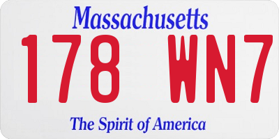 MA license plate 178WN7
