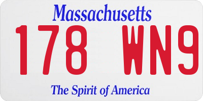MA license plate 178WN9
