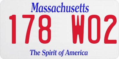 MA license plate 178WO2