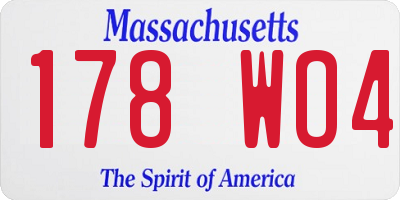 MA license plate 178WO4
