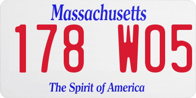 MA license plate 178WO5