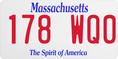 MA license plate 178WQ0