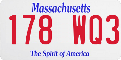 MA license plate 178WQ3