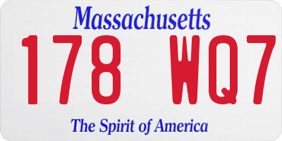 MA license plate 178WQ7