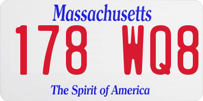 MA license plate 178WQ8