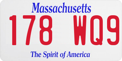 MA license plate 178WQ9
