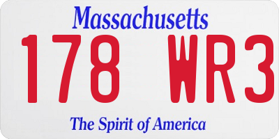 MA license plate 178WR3