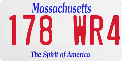 MA license plate 178WR4
