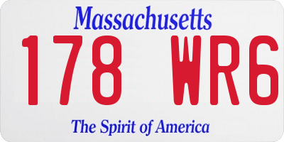 MA license plate 178WR6