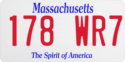 MA license plate 178WR7