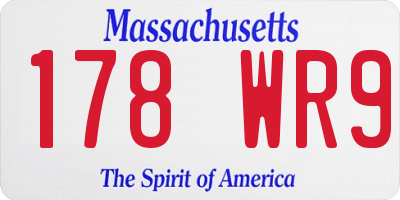 MA license plate 178WR9