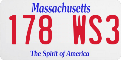 MA license plate 178WS3