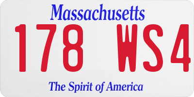 MA license plate 178WS4